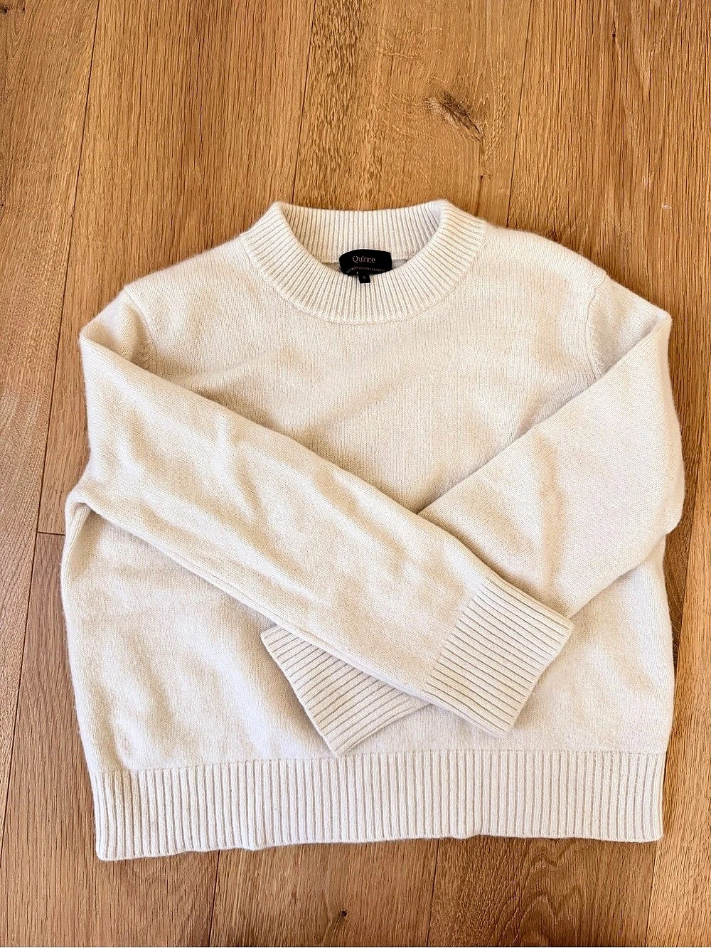 Quince Mongolian Cashmere Oversized Crewneck Sweater in Cream
